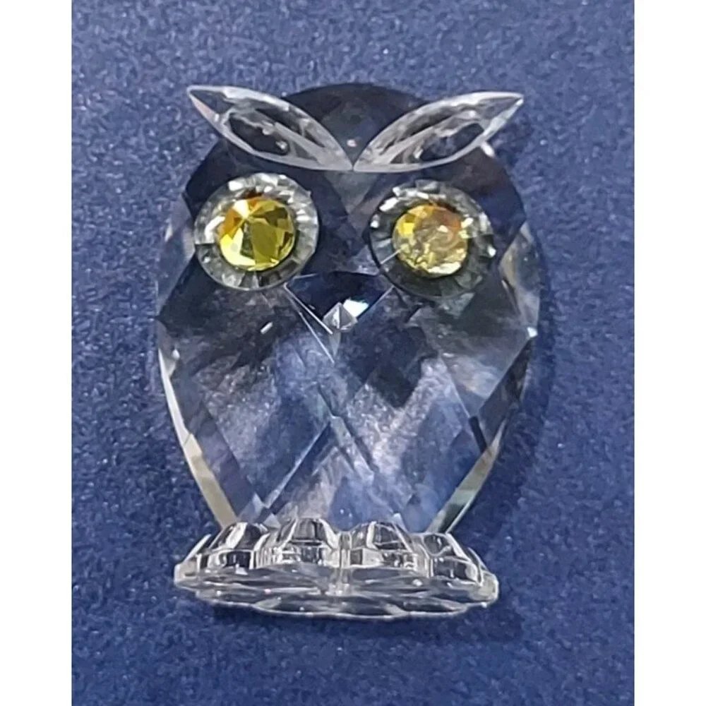 Swarovski Crystal Owls Retired Woodland Large 2" Small 1.5" Jewel Eyes Set Of 2 - Picture 10 of 15